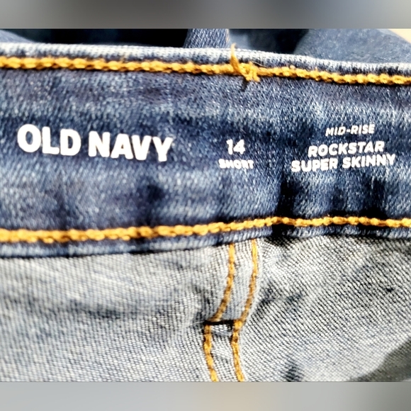 Old Navy Women’s Mid-Rise Rockstar Super Skinny Jeans Blue Distressed Size 14 - Picture 8 of 10